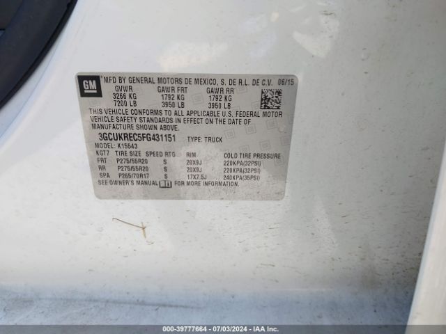3GCUKREC5FG431151 Chevrolet Silverado 1500 1lt