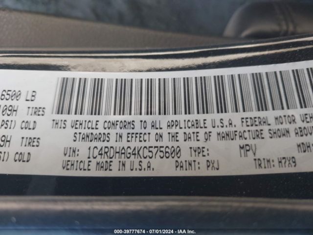 1C4RDHAG4KC575600 Dodge Durango Sxt Rwd
