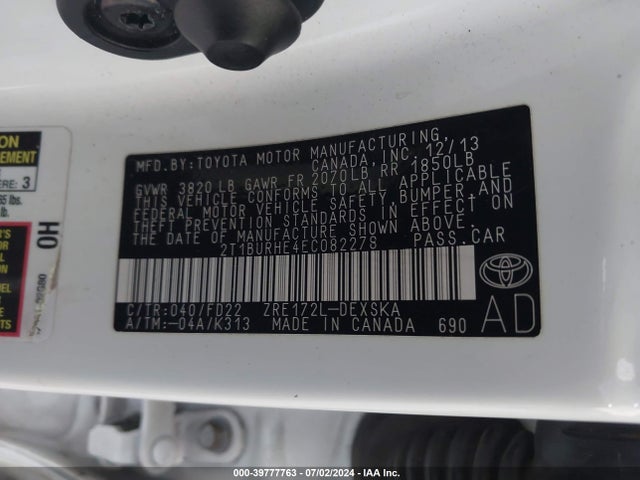 Toyota Corolla S Plus 2014 2T1BURHE4EC082278 Image 9
