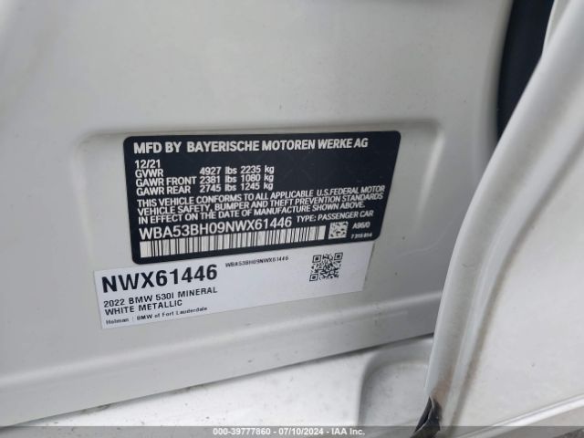 WBA53BH09NWX61446 BMW 530 I