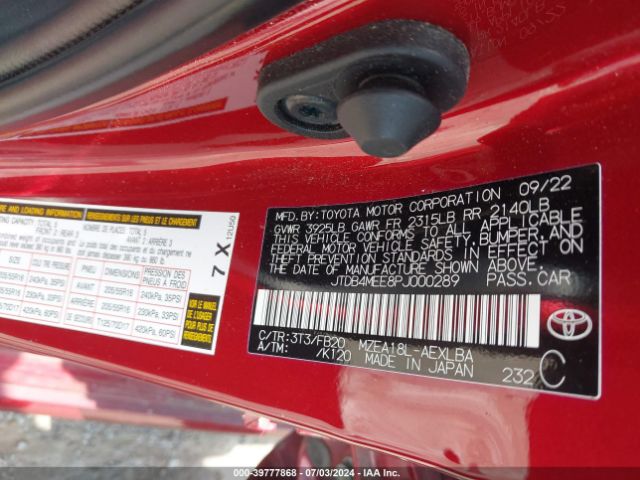 JTDB4MEE8PJ000289 Toyota COROLLA LE