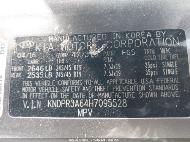 KNDPR3A64H7095528 KIA Sportage Sx Turbo