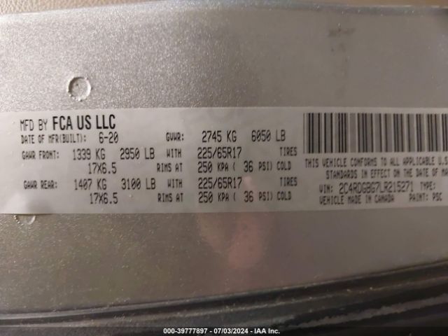 2C4RDGBG7LR215271 Dodge Grand Caravan Se