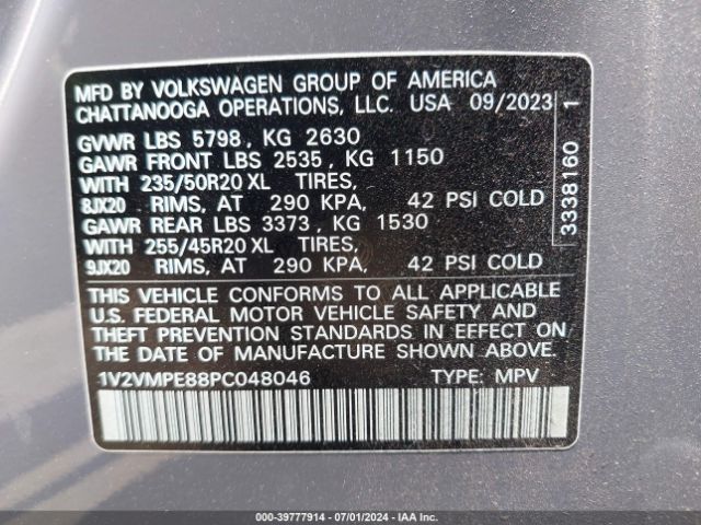 1V2VMPE88PC048046 Volkswagen Id.4 Pro/pro S