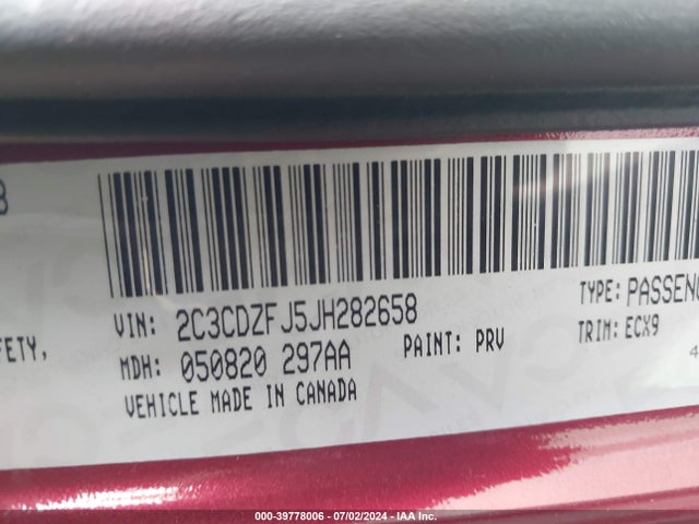 Dodge Challenger 392 Hemi Scat Pack Shaker 2018 2C3CDZFJ5JH282658 Image 9