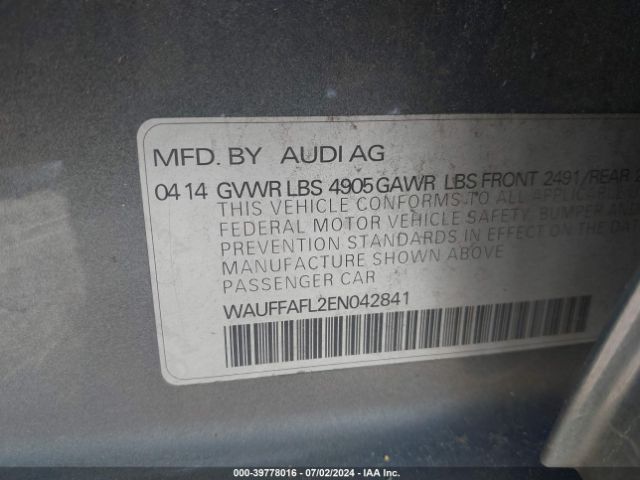 WAUFFAFL2EN042841 Audi A4 Premium Plus
