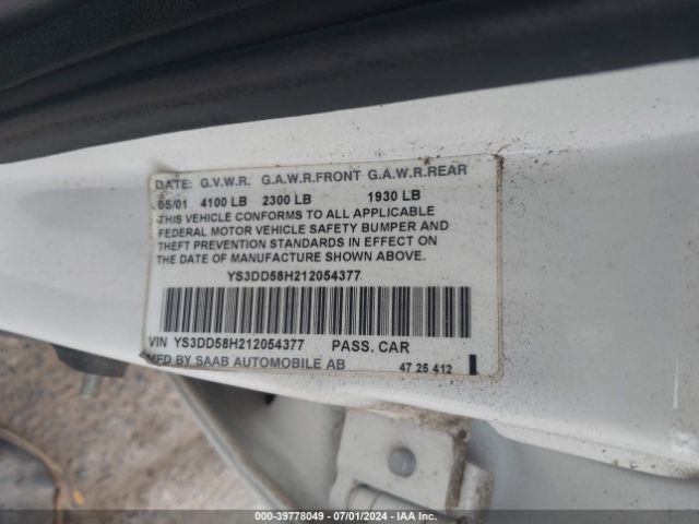 2001 SAAB 9-3 YS3DD58H212054377 Photo 8