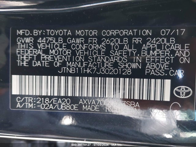 Toyota CAMRY SE 2018 JTNB11HK7J3020128 Image 9