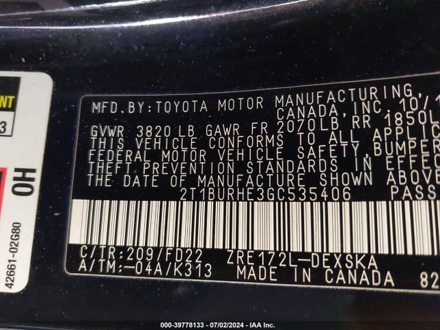 Toyota Corolla S Plus 2016 2T1BURHE3GC535406 Image 9