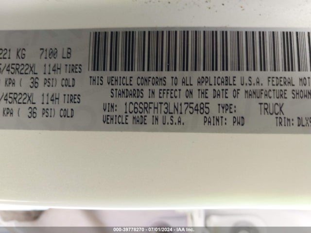 RAM 1500 Limited  4x4 5'7 Box 2020 1C6SRFHT3LN175485 Image 9