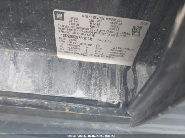 1GKS2BKC9FR501046 GMC YUKON SLT