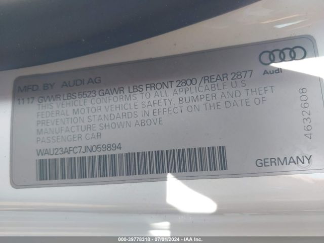 WAU23AFC7JN059894 Audi A7 3.0t Premium Plus