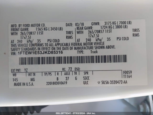 Ford F-150 Xlt 2018 1FTEW1E53JKD85316 Image 9