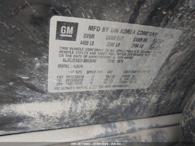 KL4CJESB9LB063848 Buick Encore Awd Preferred