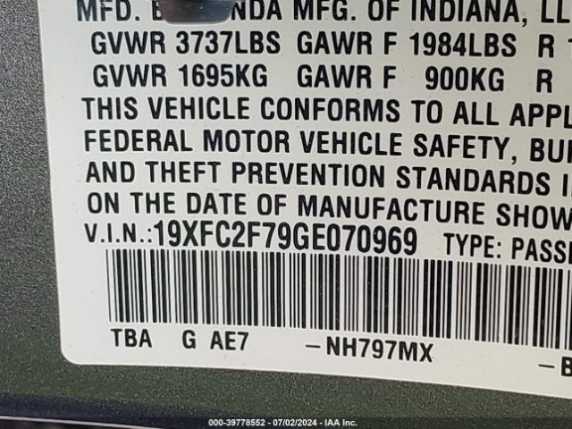 19XFC2F79GE070969 Honda CIVIC EX