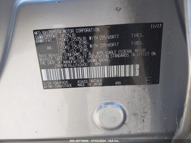 Toyota RAV4 LE 2018 JTMZFREV6JJ162600 Image 9