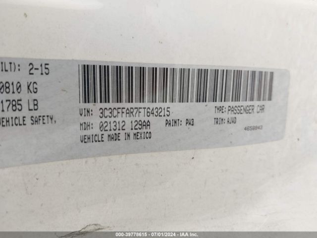 3C3CFFAR7FT643215 Fiat 500 POP