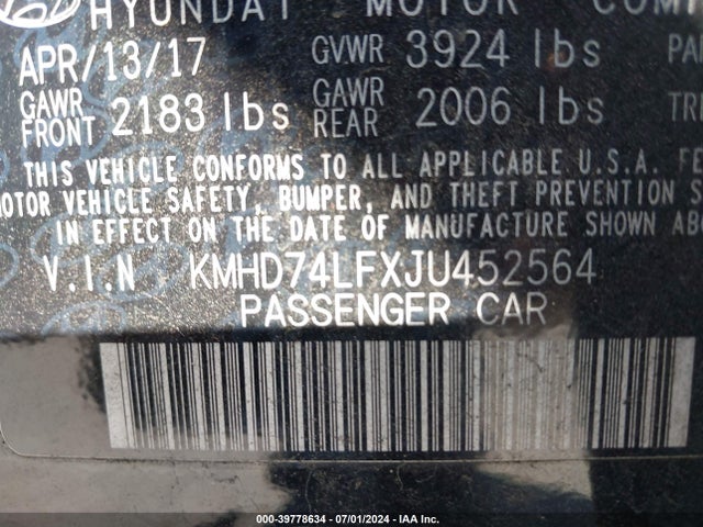 Hyundai ELANTRA SE 2018 KMHD74LFXJU452564 Image 9