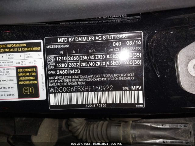 WDC0G6EBXHF150922 Mercedes-Benz Amg Glc 43 4matic
