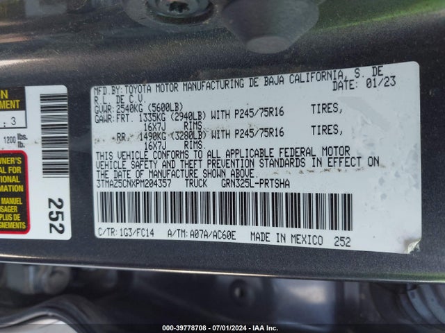 Toyota Tacoma Sr5 V6 2023 3TMAZ5CNXPM204357 Image 9
