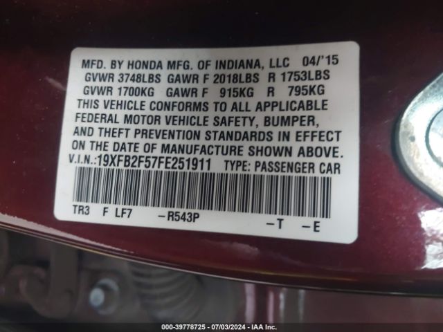 19XFB2F57FE251911 Honda Civic Lx