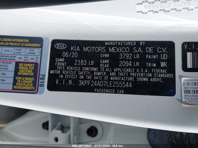 KIA Forte Lxs 2020 3KPF24AD7LE255544 Image 9