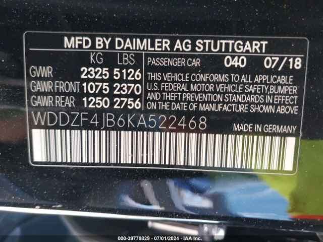 WDDZF4JB6KA522468 Mercedes-Benz E 300