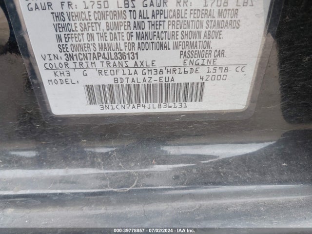 Nissan Versa 1.6 S+ 2018 3N1CN7AP4JL836131 Image 9