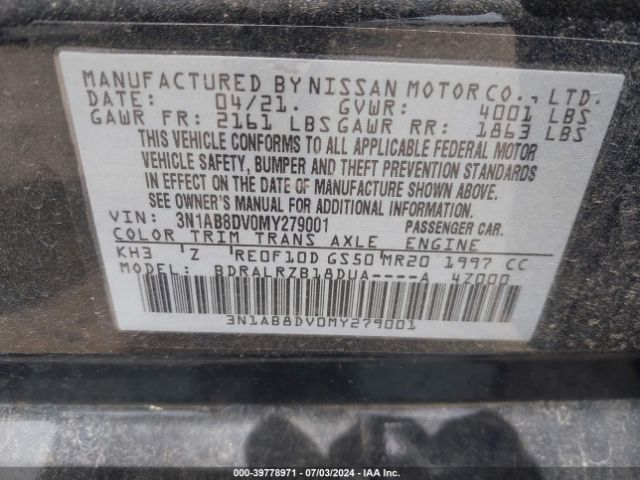 3N1AB8DV0MY279001 Nissan Sentra Sr Xtronic Cvt