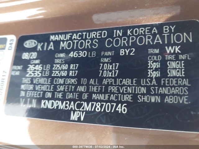 KIA Sportage Lx 2021 KNDPM3AC2M7870746 Image 9