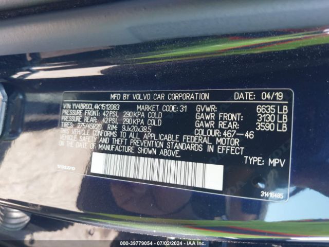 YV4BR0CL4K1512083 Volvo Xc90 Hybrid T8 Inscription
