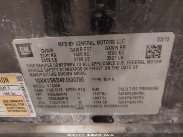 1GKKVSKD4FJ300766 GMC Acadia Slt-2
