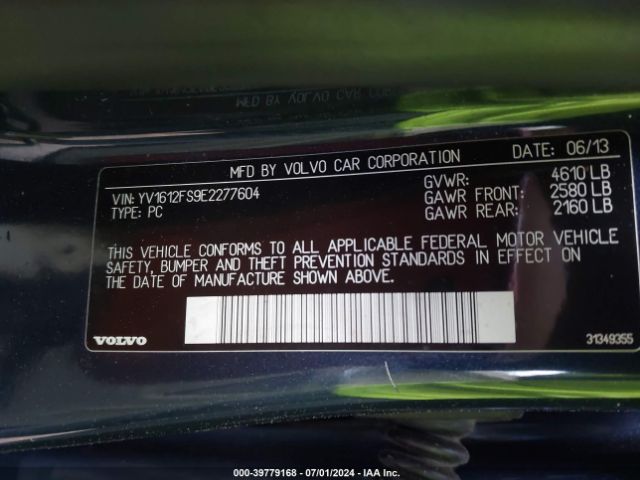 YV1612FS9E2277604 Volvo S60 T5/t5 Platinum/t5 Premier/t5 Premier Plus