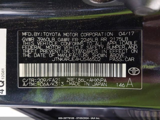 JTNKARJE4HJ546502 Toyota COROLLA IM
