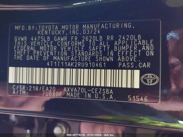 Toyota CAMRY SE 2024 4T1T11AK2RU910461 Image 9