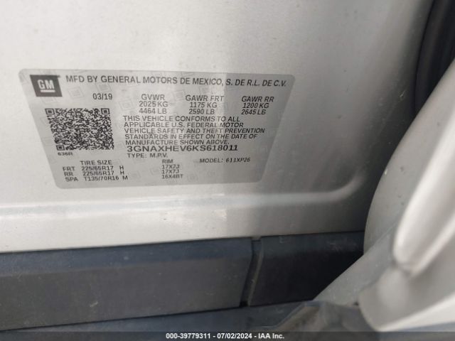 3GNAXHEV6KS618011 Chevrolet EQUINOX LS