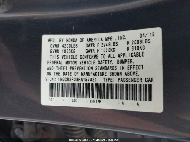 1HGCR2F38FA157831 Honda ACCORD LX