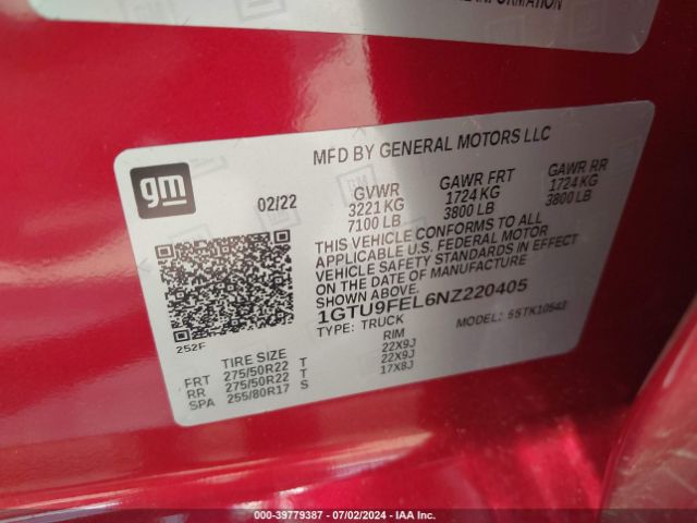 1GTU9FEL6NZ220405 GMC Sierra 1500 Limited 4wd  Short Box Denali