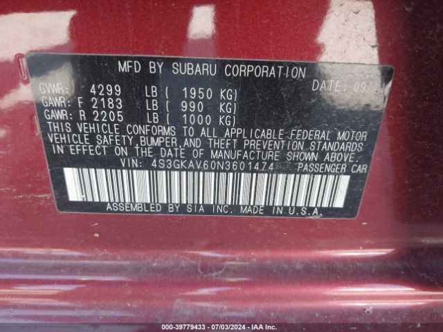 4S3GKAV60N3601474 Subaru Impreza Premium