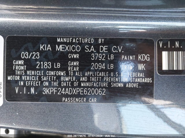 3KPF24ADXPE620062 KIA Forte Lxs
