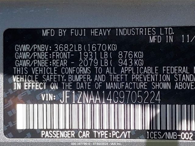 JF1ZNAA14G9705224 Scion FR-S