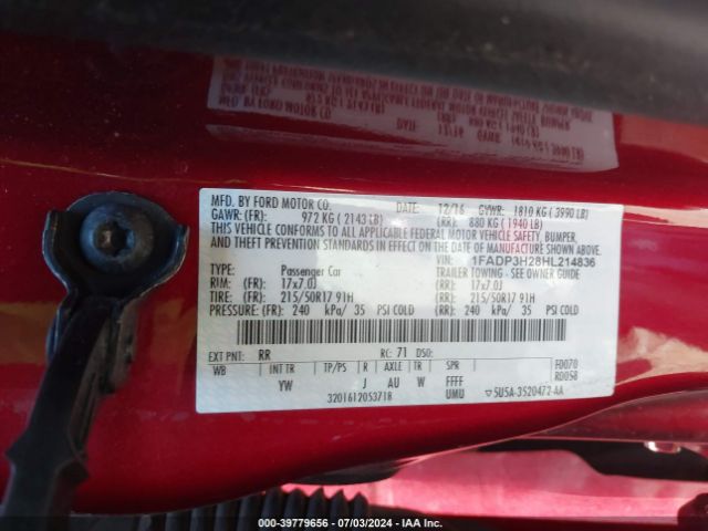 1FADP3H28HL214836 Ford FOCUS SEL