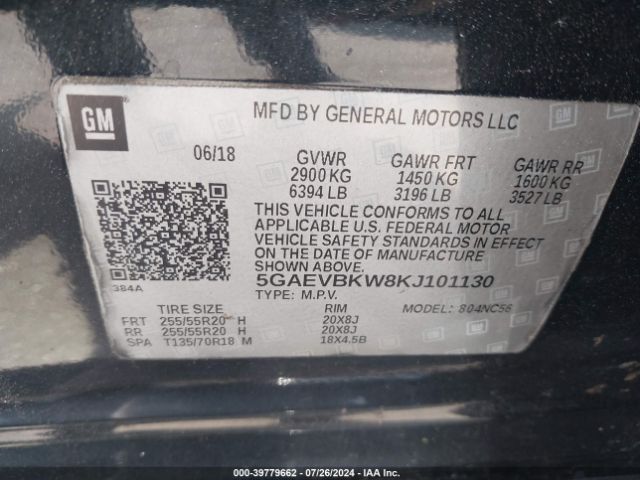 5GAEVBKW8KJ101130 Buick Enclave Awd Premium