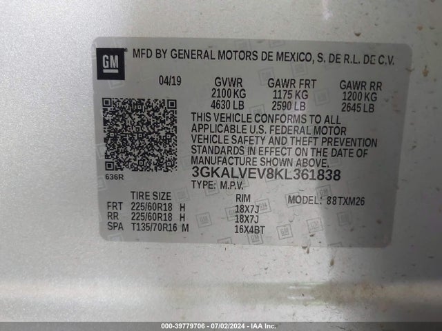3GKALVEV8KL361838 GMC Terrain Slt