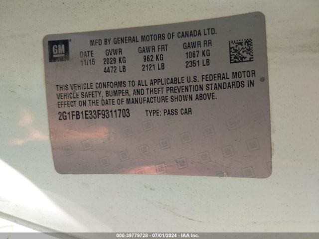 2G1FB1E33F9311703 Chevrolet Camaro 2ls
