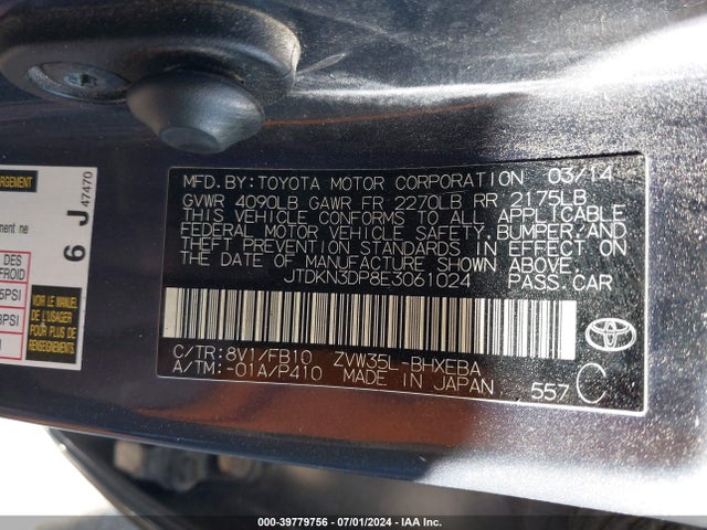 Toyota PRIUS PLUG-IN 2014 JTDKN3DP8E3061024 Image 9