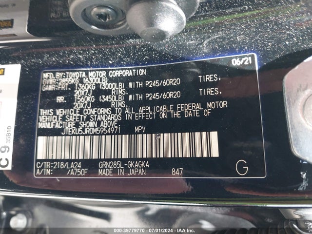 Toyota 4runner Limited 2021 JTEKU5JR0M5954971 Image 9