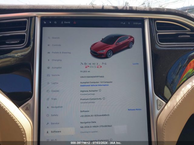 5YJSA1H2XFFP71450 Tesla Model S 70d/85d/p85d