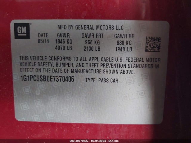 Chevrolet Cruze 1lt Auto 2014 1G1PC5SB0E7370406 Image 9