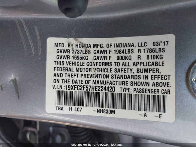 Honda k20c2 2017 19XFC2F57HE224420 Image 21